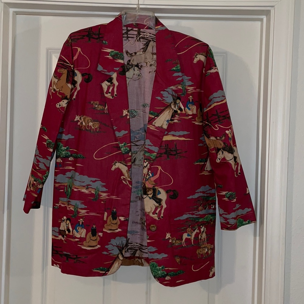 Vintage Western Print Blazer